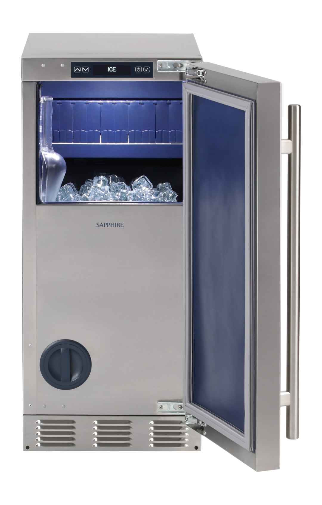 Sapphire Series 5 Indoor Clear Ice Machine, Gourmet Cube, Gravity Drain, 15"W, 68 lbs, in Stainless Steel (SIIM15GDSS)