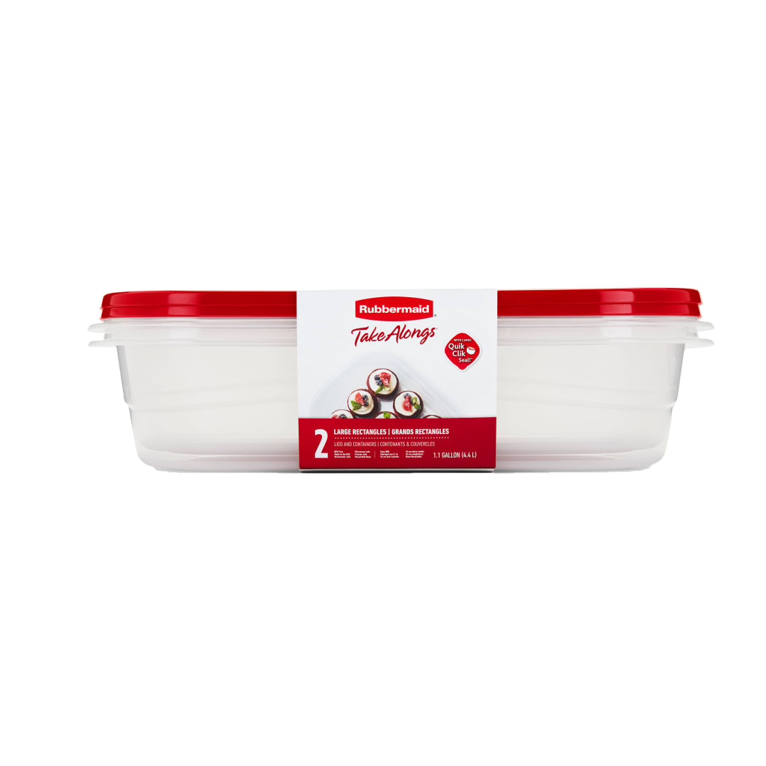 Rubbermaid TakeAlongs Rectangular Food Storage Containers, 4.4 L (1.1 Gallon), Ruby Red, 2 Pack