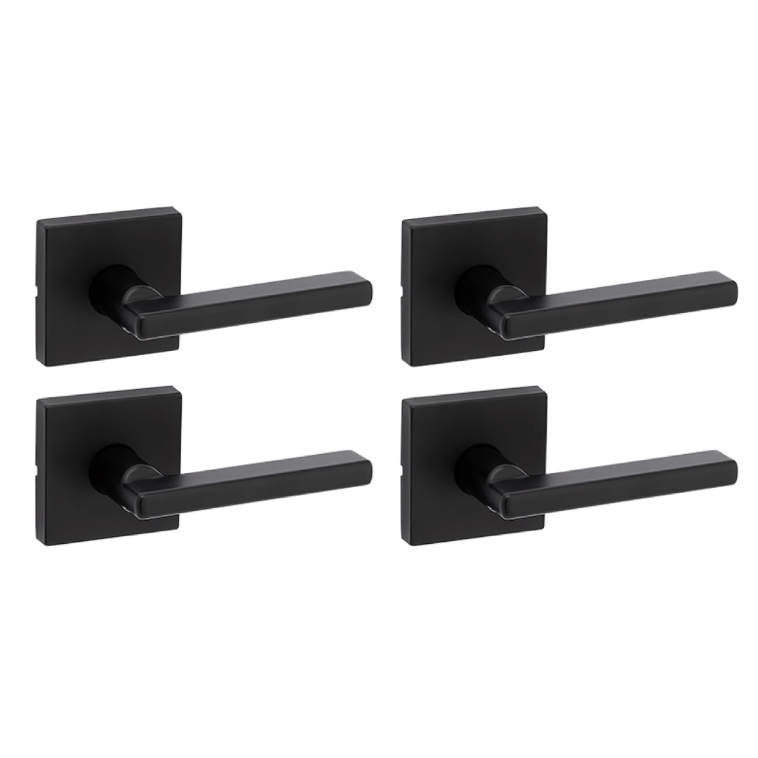 Halifax Square Hall/Closet Door Lever in Matte Black 4 Pack