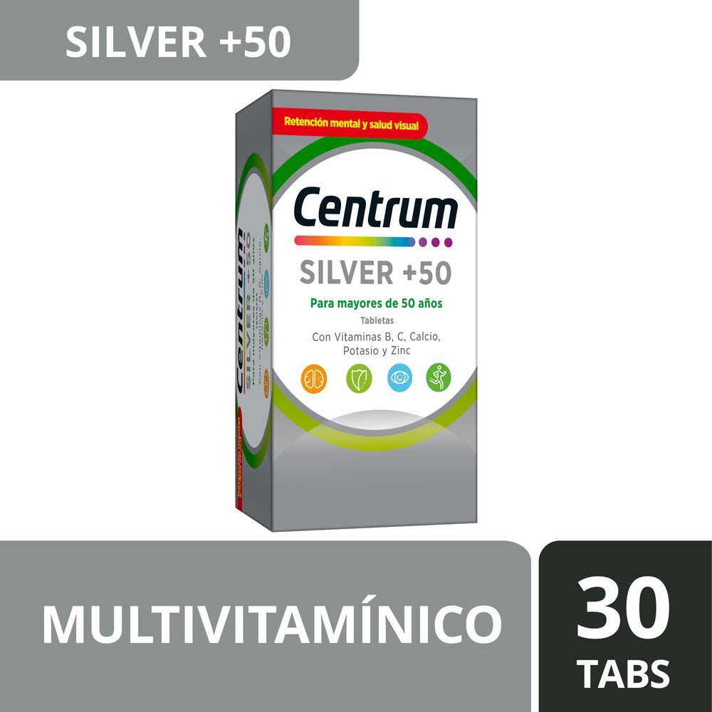 Centrum Multivitamínico Silver +50 Frasco con 30 tabletas