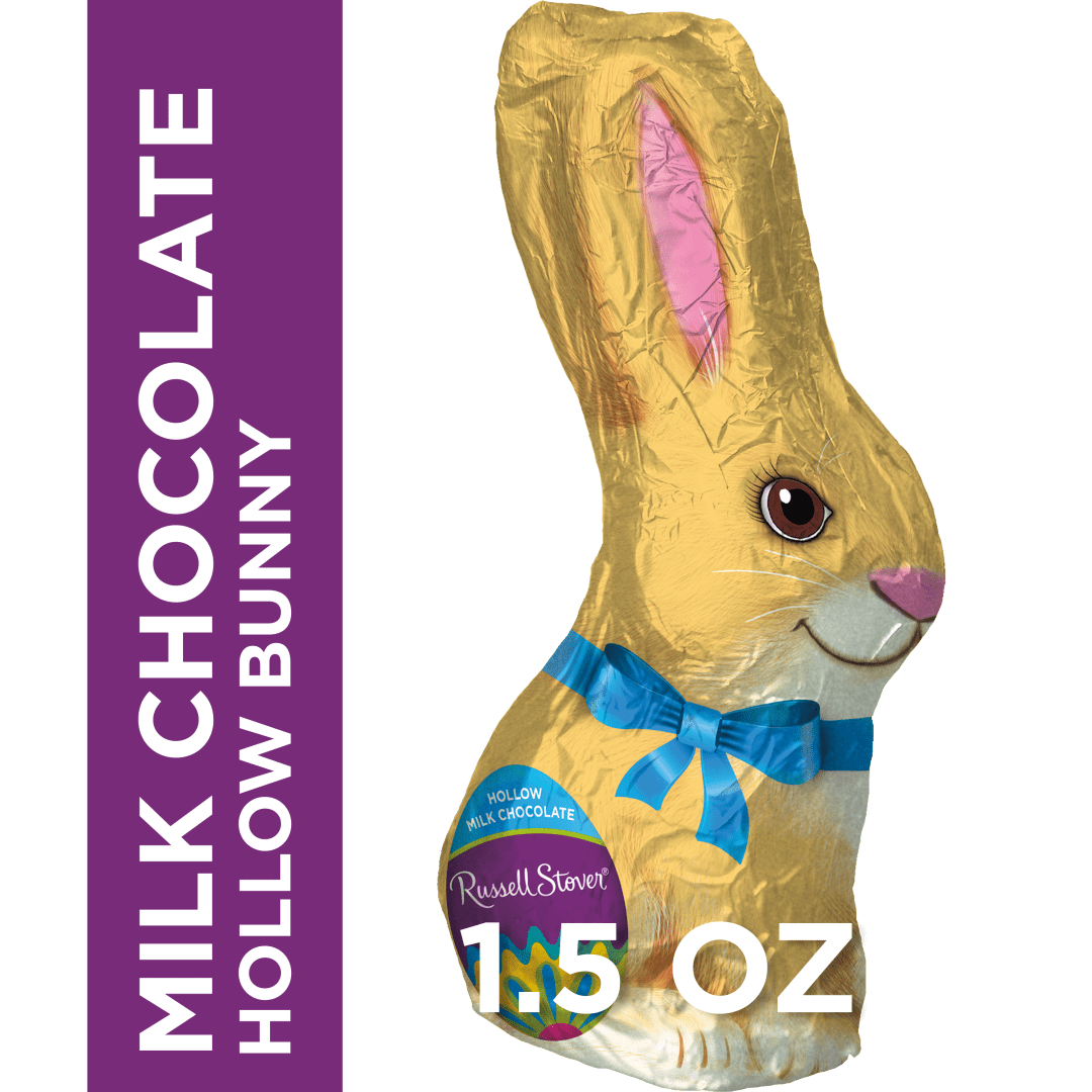 RUSSELL STOVER Easter Bunny Hollow Milk Chocolate Candy Rabbit, 1.5 oz.