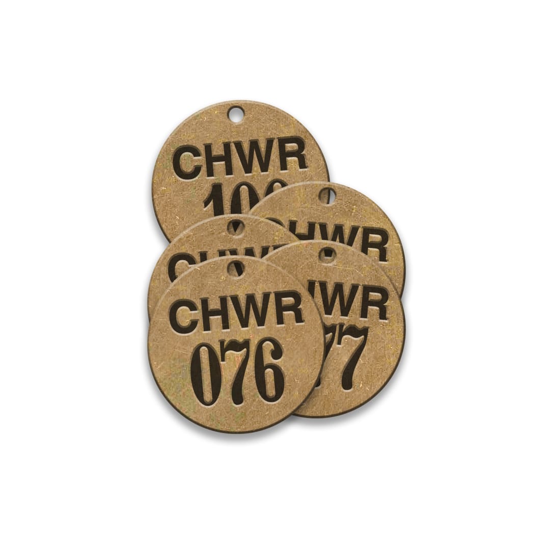 Valve Tag-CHWR Round 076-100 1-1/2" Brass  25 Pack