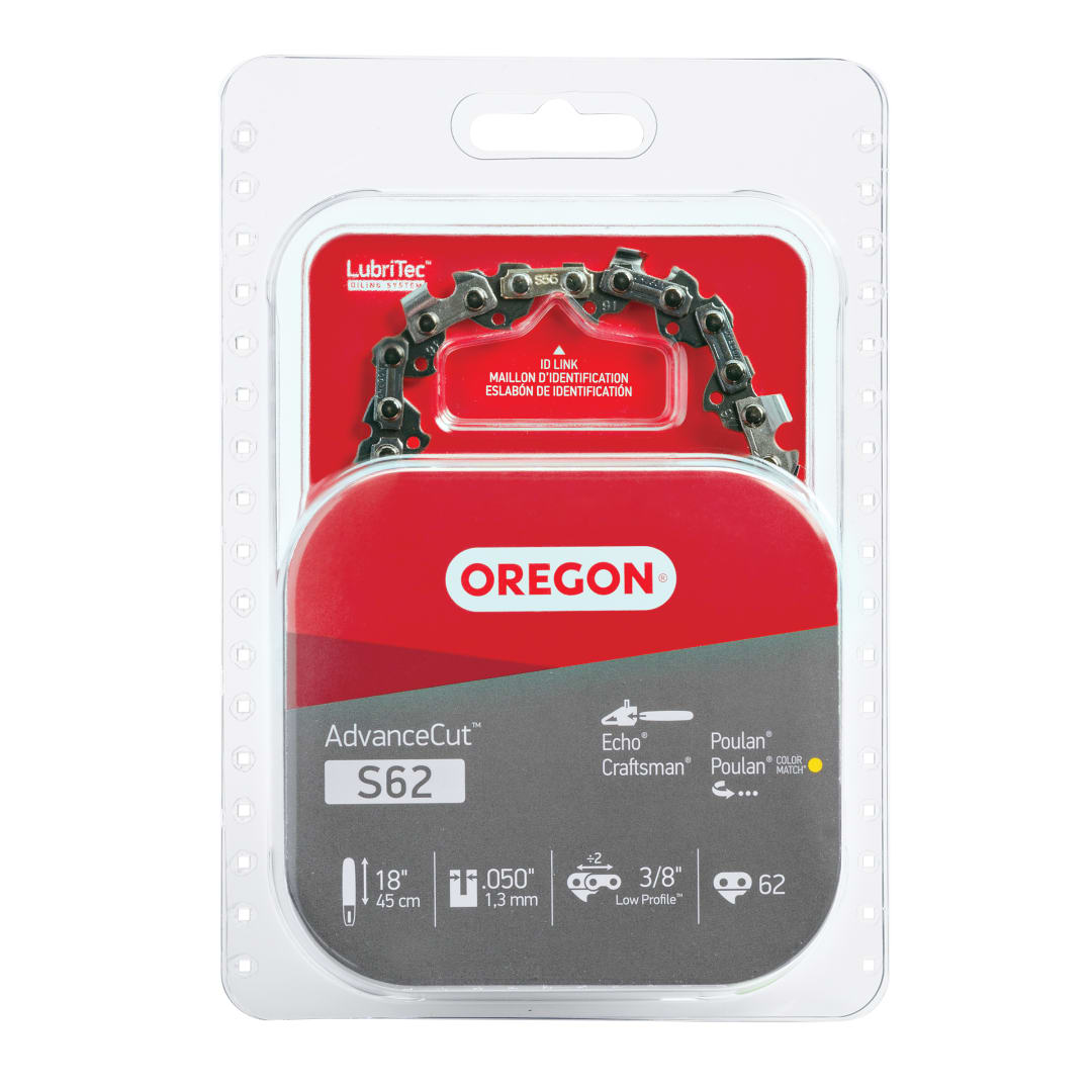 Oregon S62 AdvanceCut Chainsaw Chain for 18-Inch Bar -62 Drive Links – fits Husqvarna, Echo, Poulan, Craftsman, Echo and more