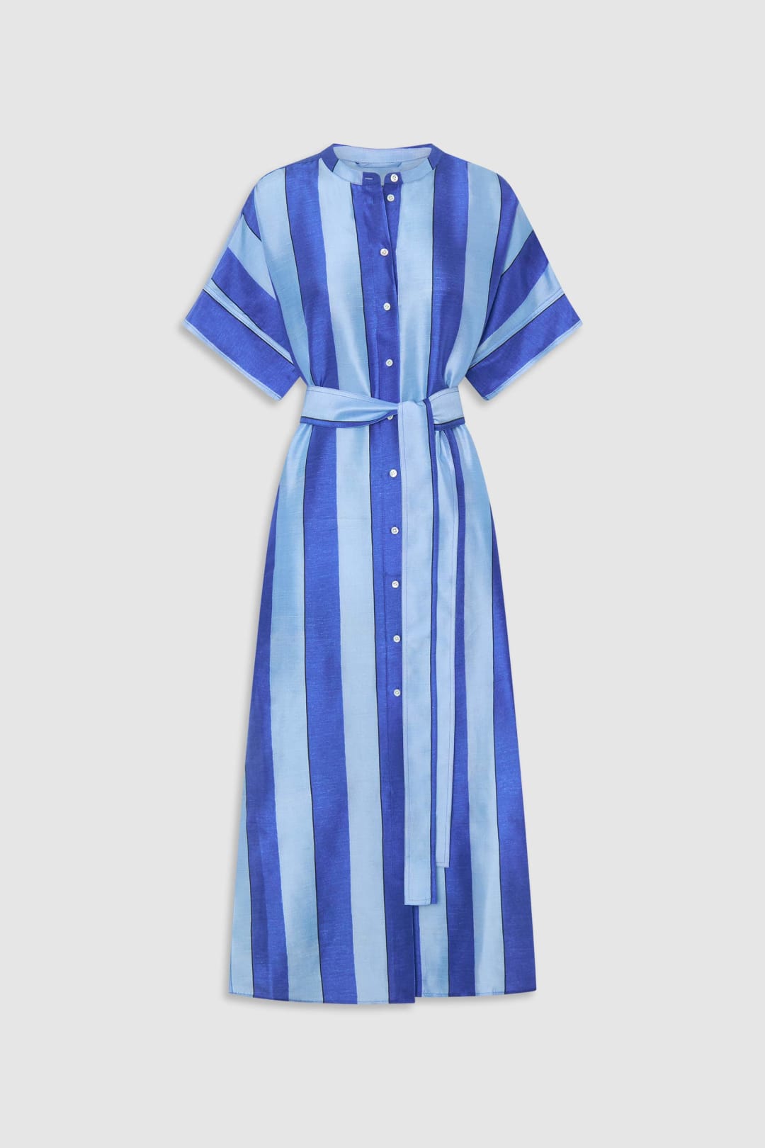 Slub Silk Stripe Column Dress