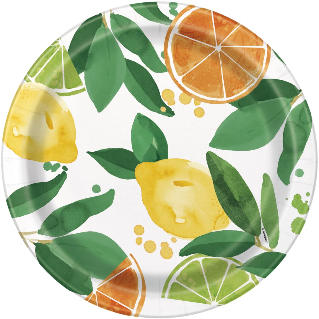Citrus Fruit Round 9" Dinner Plates, 8ct