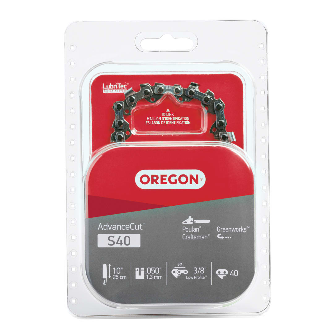 Oregon S40 AdvanceCut Chainsaw Chain for 10-Inch Bar -40 Drive Links – fits Echo, Greenworks, Poulan and more