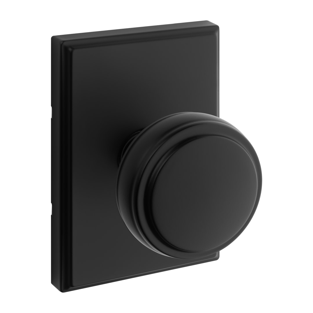 Sora Hall/Closet Knob w/ Square Rose in Matte Black