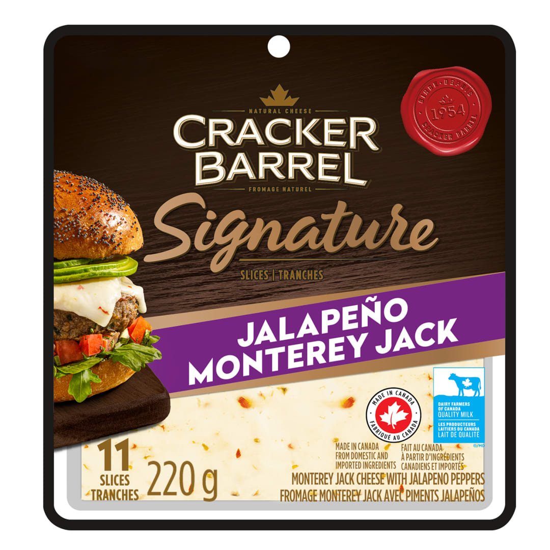 Cracker Barrel Signature Jalapeno Monterey Jack Cheese Slices, 220g