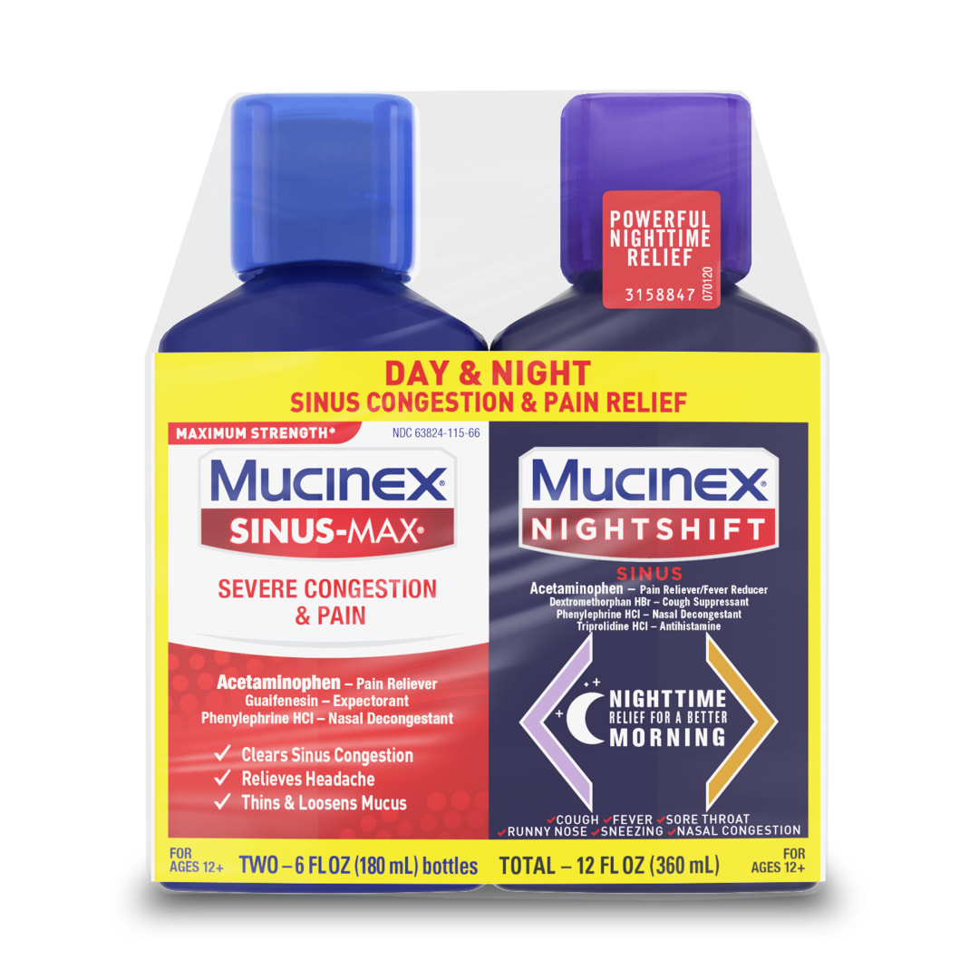 Maximum Strength* MUCINEX® SINUS-MAX® Severe Congestion & Pain & MUCINEX® Nightshift ® Sinus3/(2x6) oz.