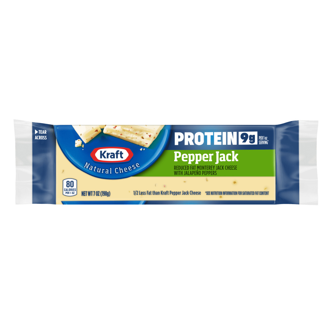 Kraft Natural Cheese Protein Reduced Fat Pepper Jack Cheese Chunk, 7 oz

