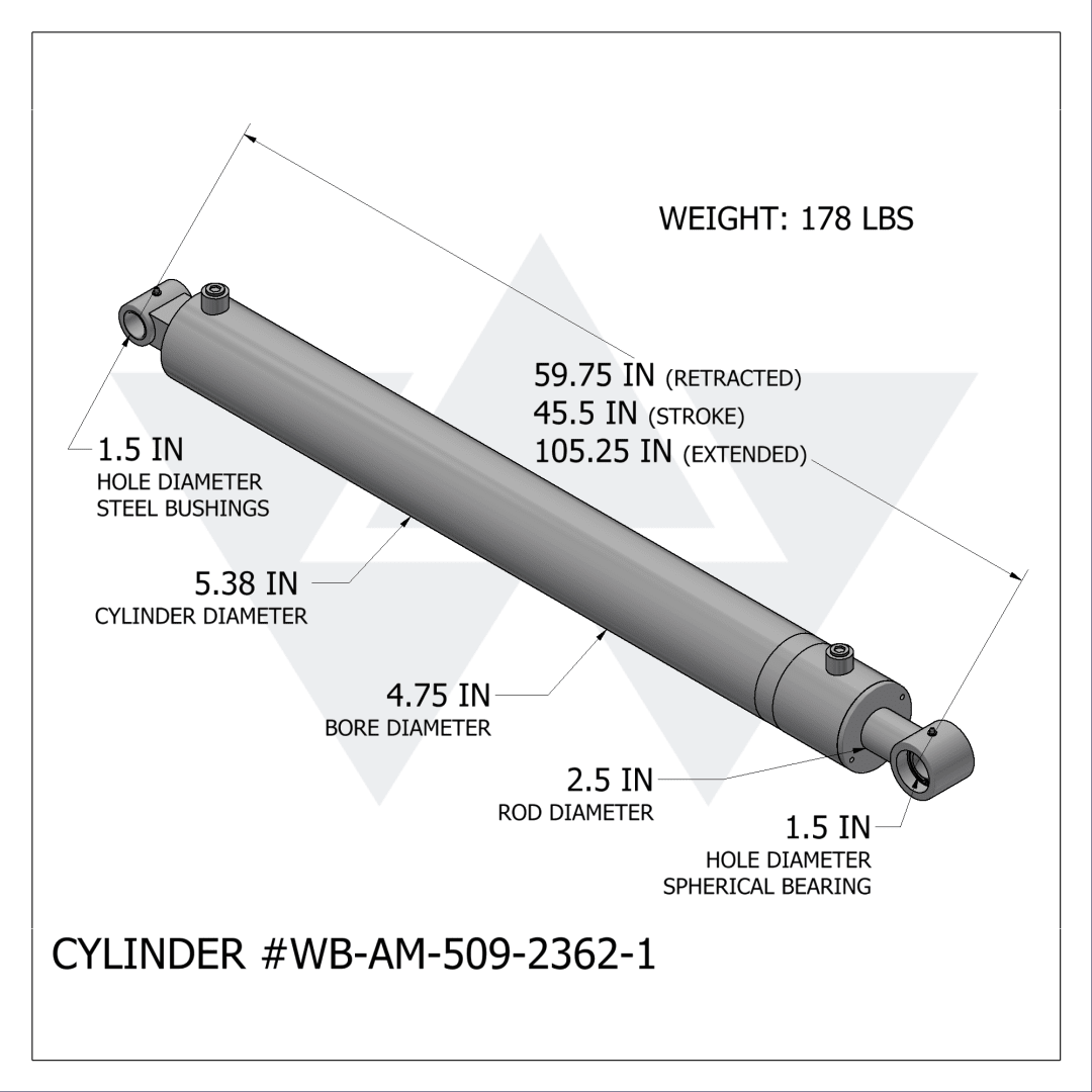 Amrep® Upper Packer Cylinder, Automated Side Load 509-2362-1 (4.75" X 2.5" X 45.5")