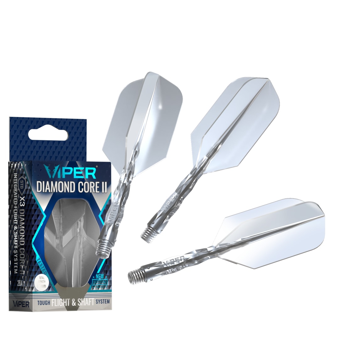 Viper Diamond Core II Integrated Dart Flight & Shaft System - InBetween Shaft, Slim Flight - Clear