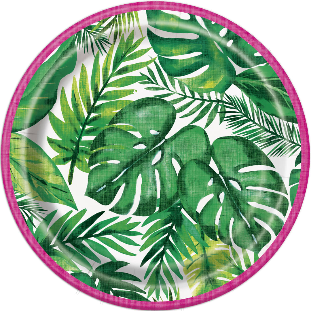 Palm Tropical Luau Round 7" Dessert Plates, 8ct