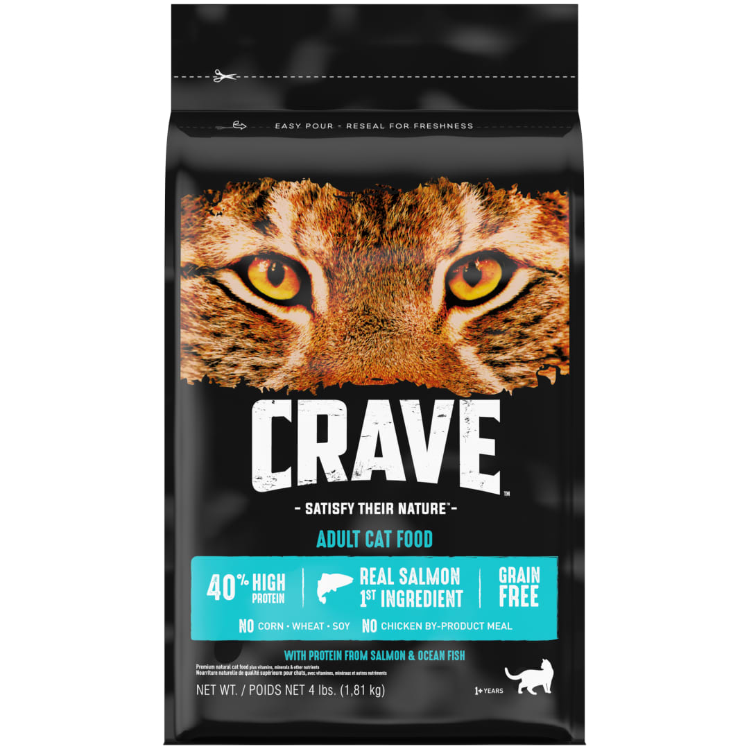 CRAVE Grain Free Adult High Protein Natural Dry Cat Food with Protein from Salmon & Ocean Fish, 4 lb. Bag