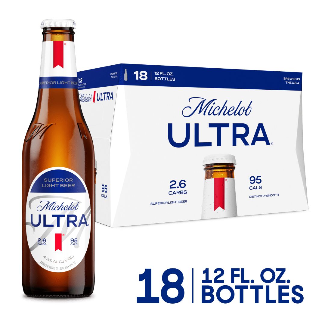 Michelob ULTRA Light Beer, 18 Pack Beer, 12 FL OZ Bottles, 4.2% ABV