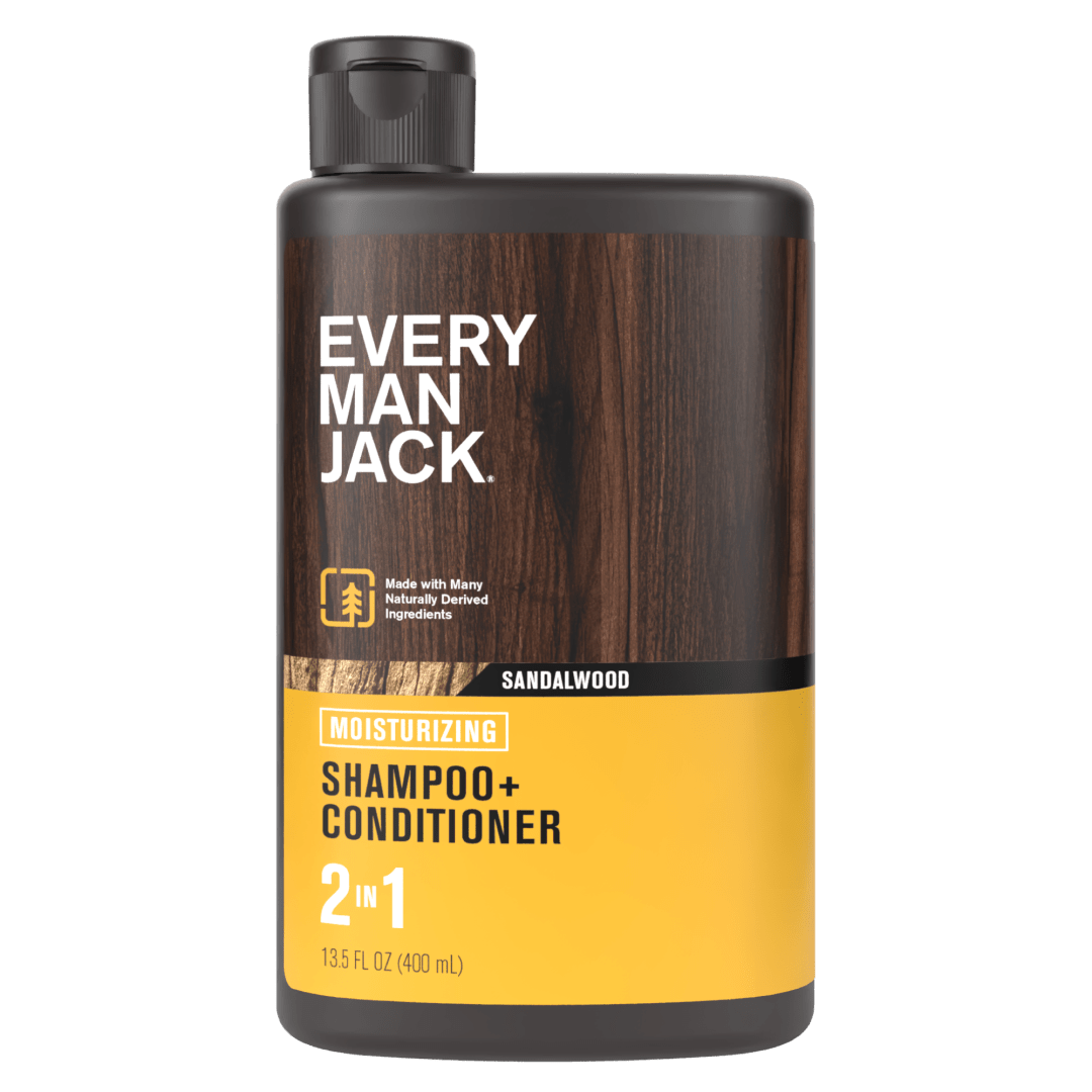 Every Man Jack Sandalwood Daily 2-in-1 Shampoo and Conditioner for Men, Naturally Derived, 13.5 oz