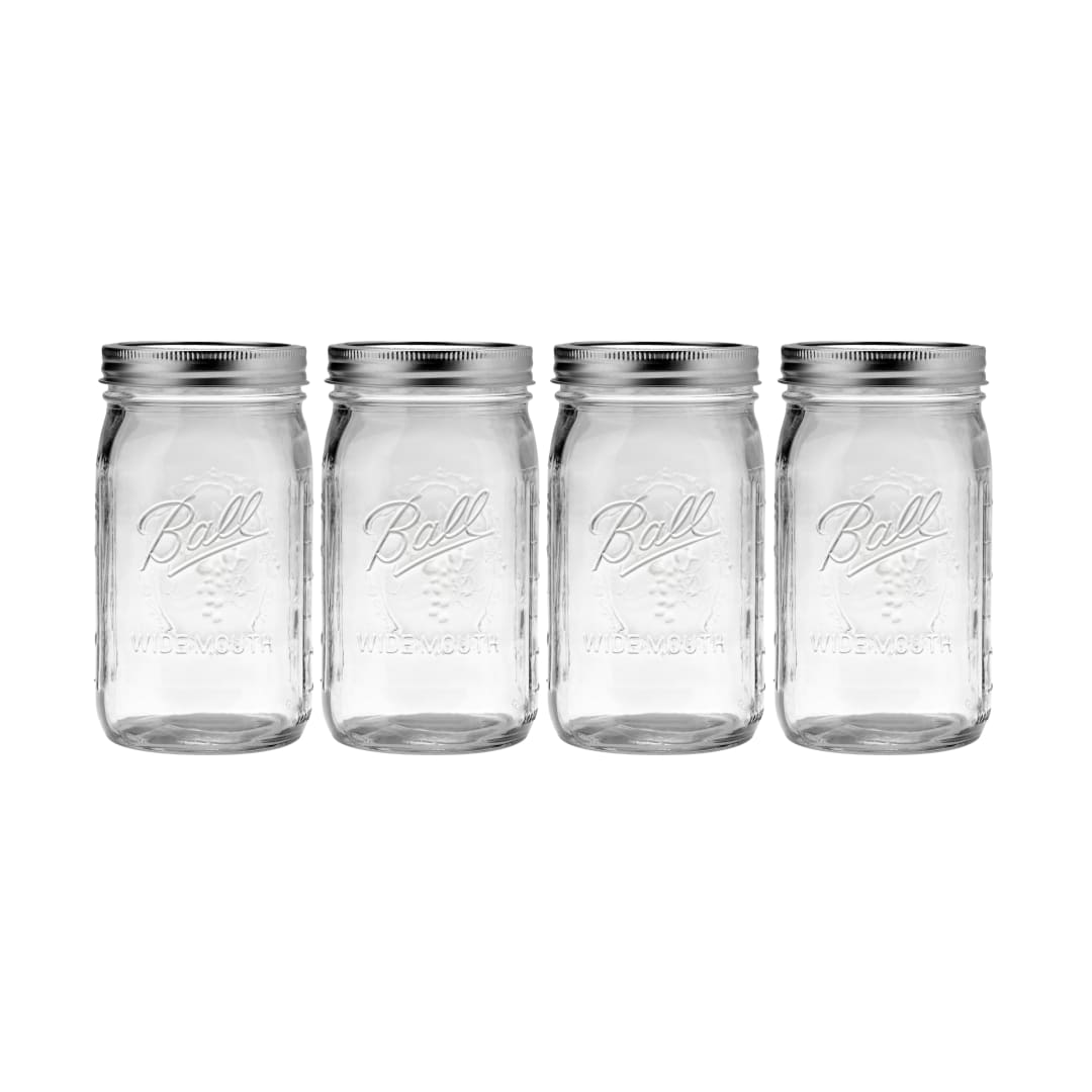 Ball® Wide Mouth Quart 32oz. Glass Mason Jar with Lids and Bands, 4 Count