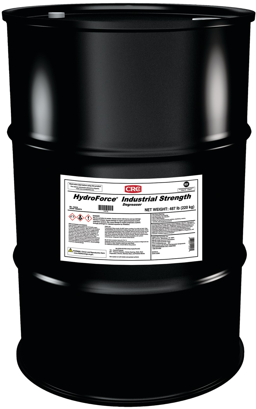 CRC HydroForce Industrial Strength Degreaser 1X55GL