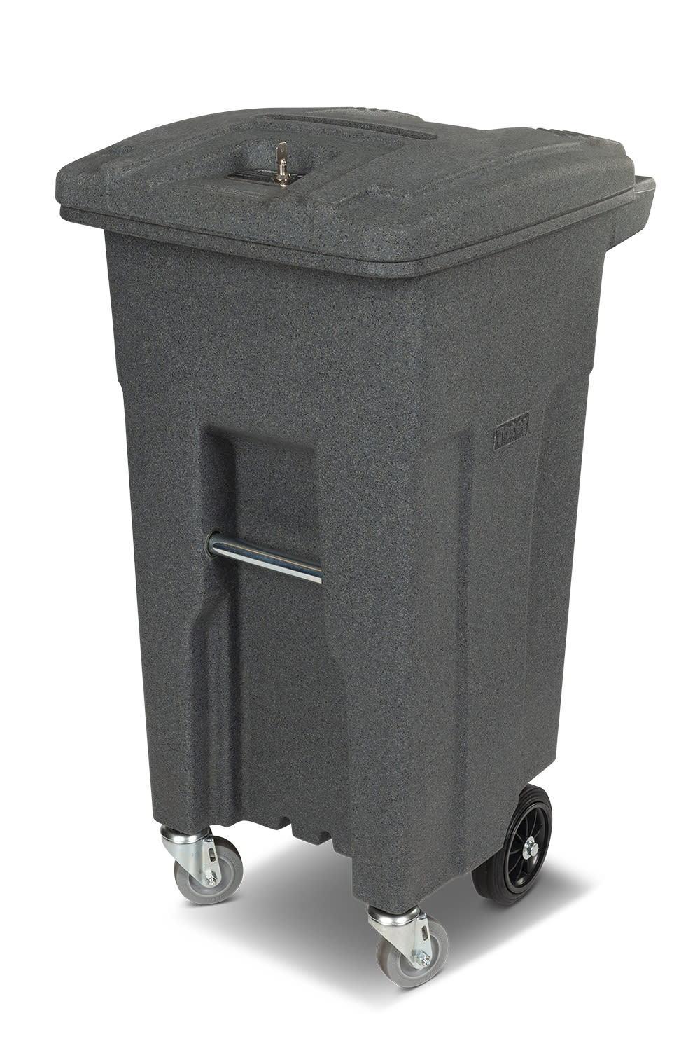 32 Gal. Graystone Document Trash Can with Wheels and Key Lid Lock (2 Standard Caster, 2 Stationary Wheels)