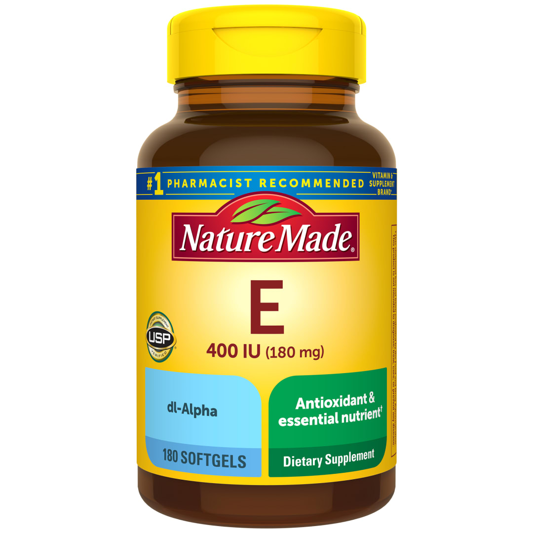 Nature Made Vitamin E 180 mg (400 IU) dl-Alpha, Dietary Supplement for Antioxidant Support, 180 Softgels, 180 Day Supply