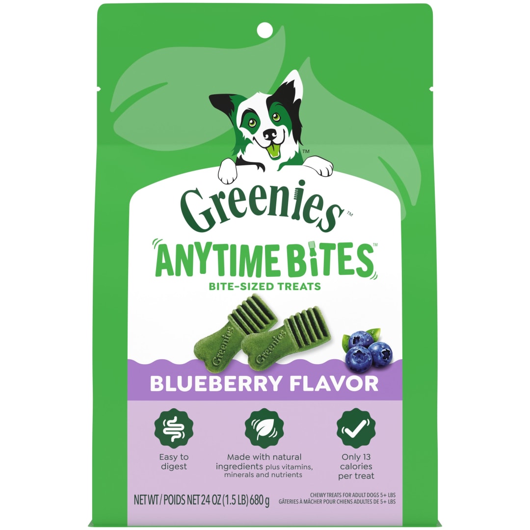 GREENIES ANYTIME BITES Dog Treats, Blueberry Flavor, 24 oz. bag