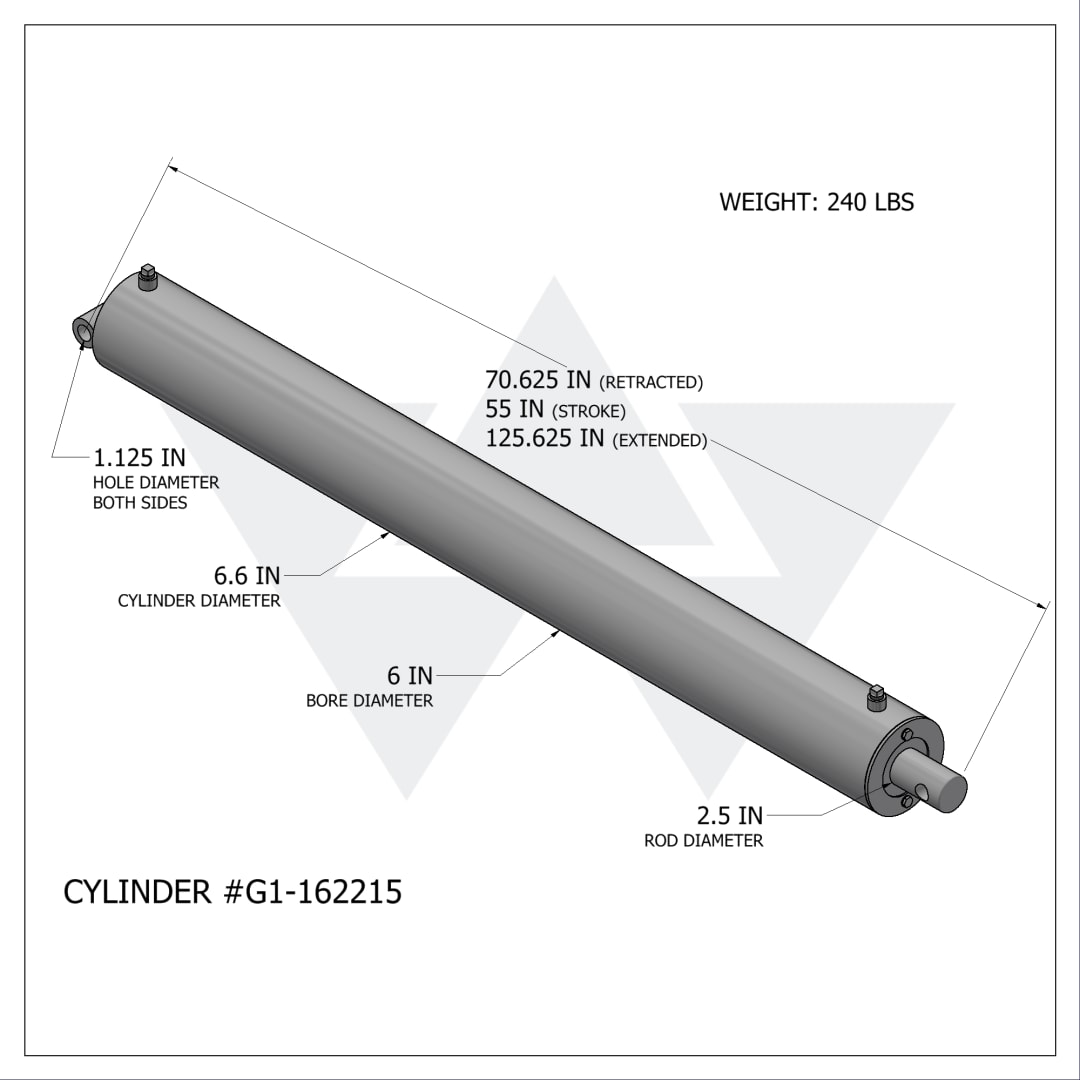 Galbreath™ Non-Bypass Hydraulic Cylinder (6" X 2.5" X 55")