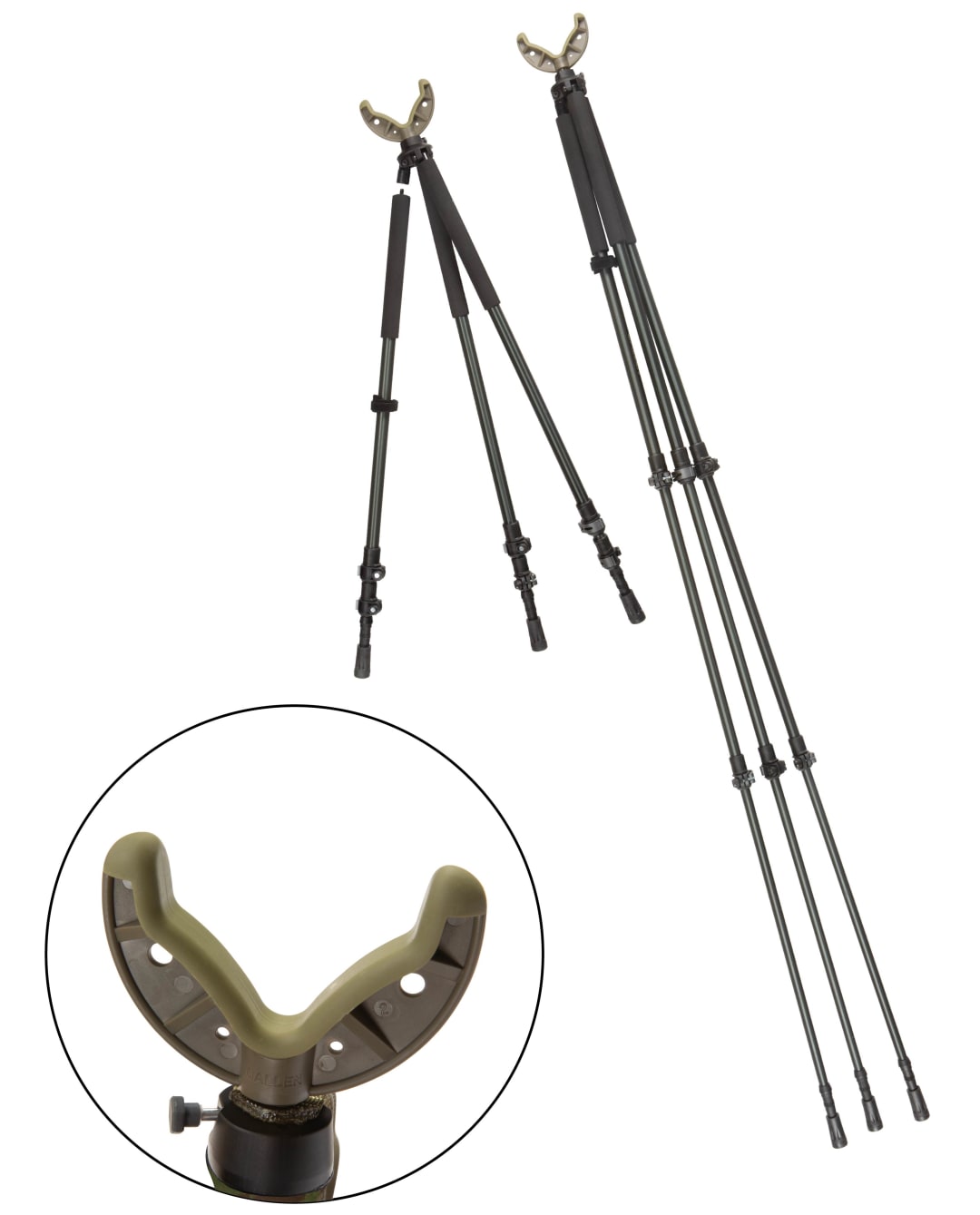 Allen Company Axial Shooting Stick, Tripod/Bipod/Monopod, 61" Max Height, Black