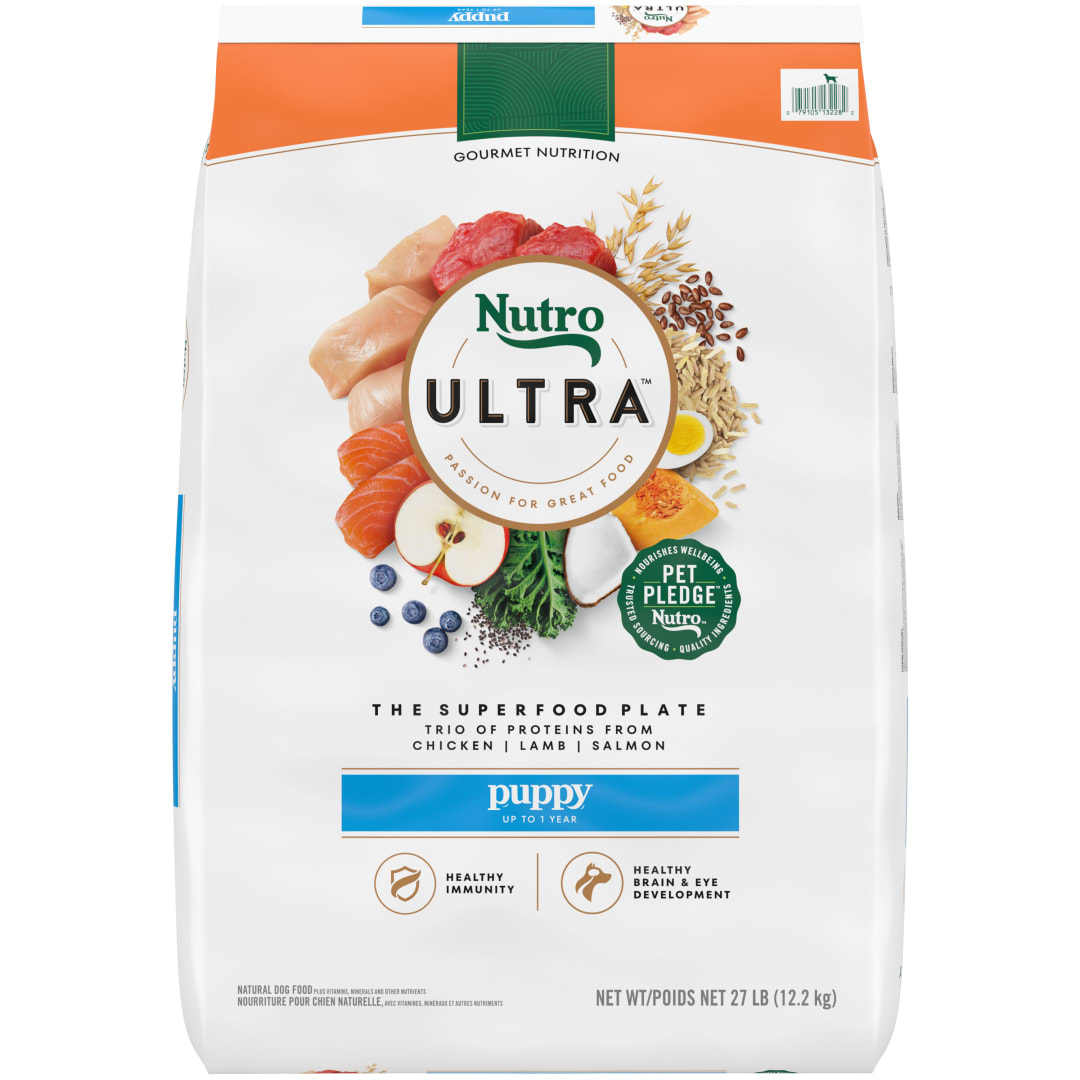 Nutro Ultra High Protein Dry Puppy Food, Trio of Proteins from Chicken, Lamb and Salmon, 27 lb Bag