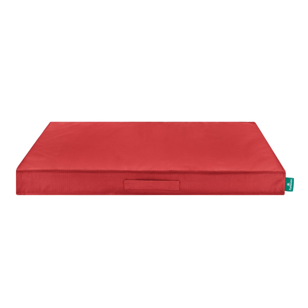 FurHaven Grid Solid Core Indoor-Outdoor Deluxe Mattress Replacement Cover, Red, Jumbo