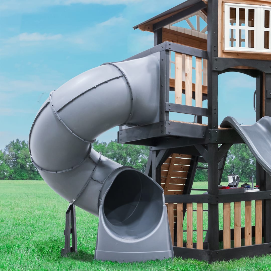 Spiral Tube Slide - Gray - Short Left Exit