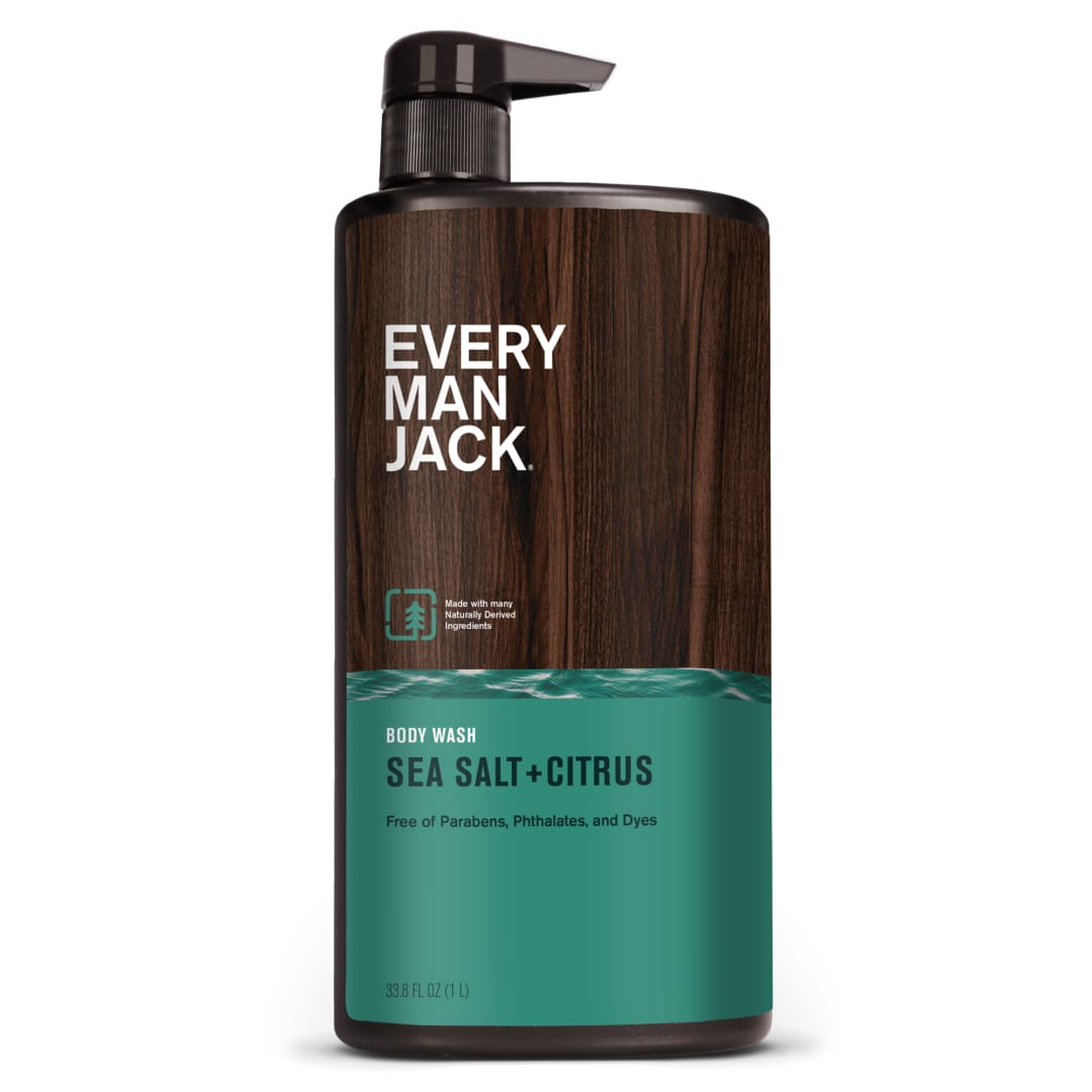 Every Man Jack Sea Salt + Citrus Mens Body Wash for All Skin Types - Cleanse, Hydrate, and Smell Great - Free of Parabens, Phtalates, and Dyes - 33.8 fl oz