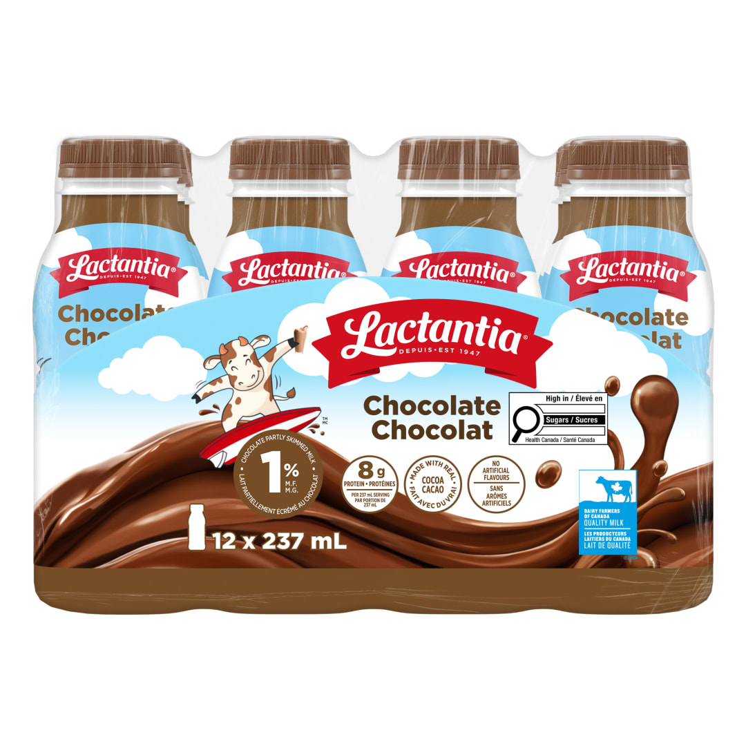 Lactantia Chocolate Partly Skimmed Milk, 1%, 12x237mL