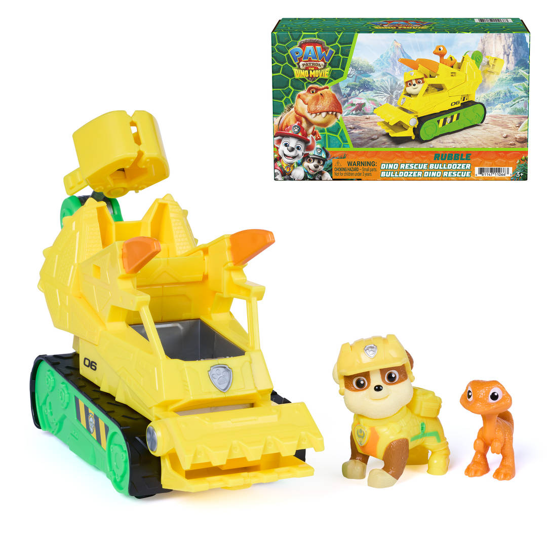 PAW Patrol The Dino Movie Rubble Dino Rescue Bulldozer Toy Truck