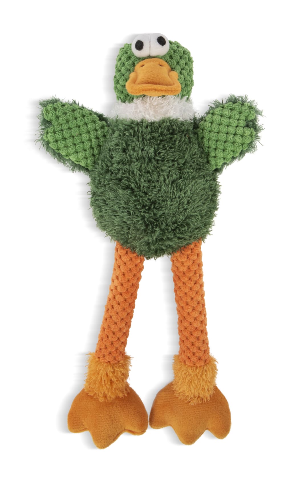 goDog Checkers Skinny Duck Squeaky Plush Dog Toy With Chew Guard Technology, Large