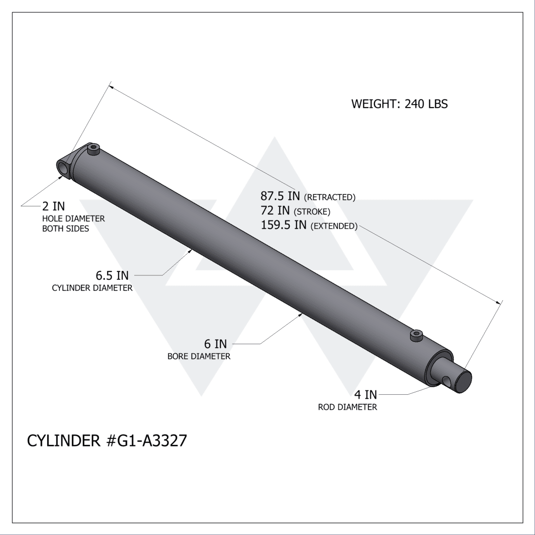 Galbreath™ Double Acting Cylinder (6" X4.5" X 72")