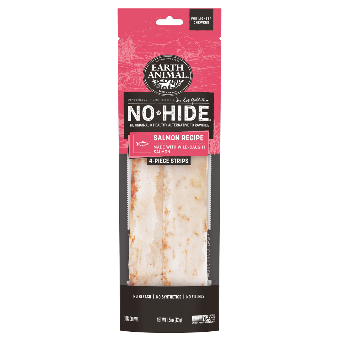 Earth Animal No-Hide Strips Salmon Recipe Dog Treat, 4 Pack