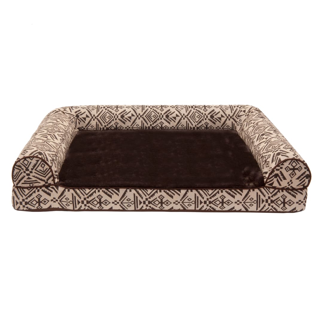 FurHaven Southwest Kilim Orthopedic Sofa Pet Bed, Desert Brown, Large