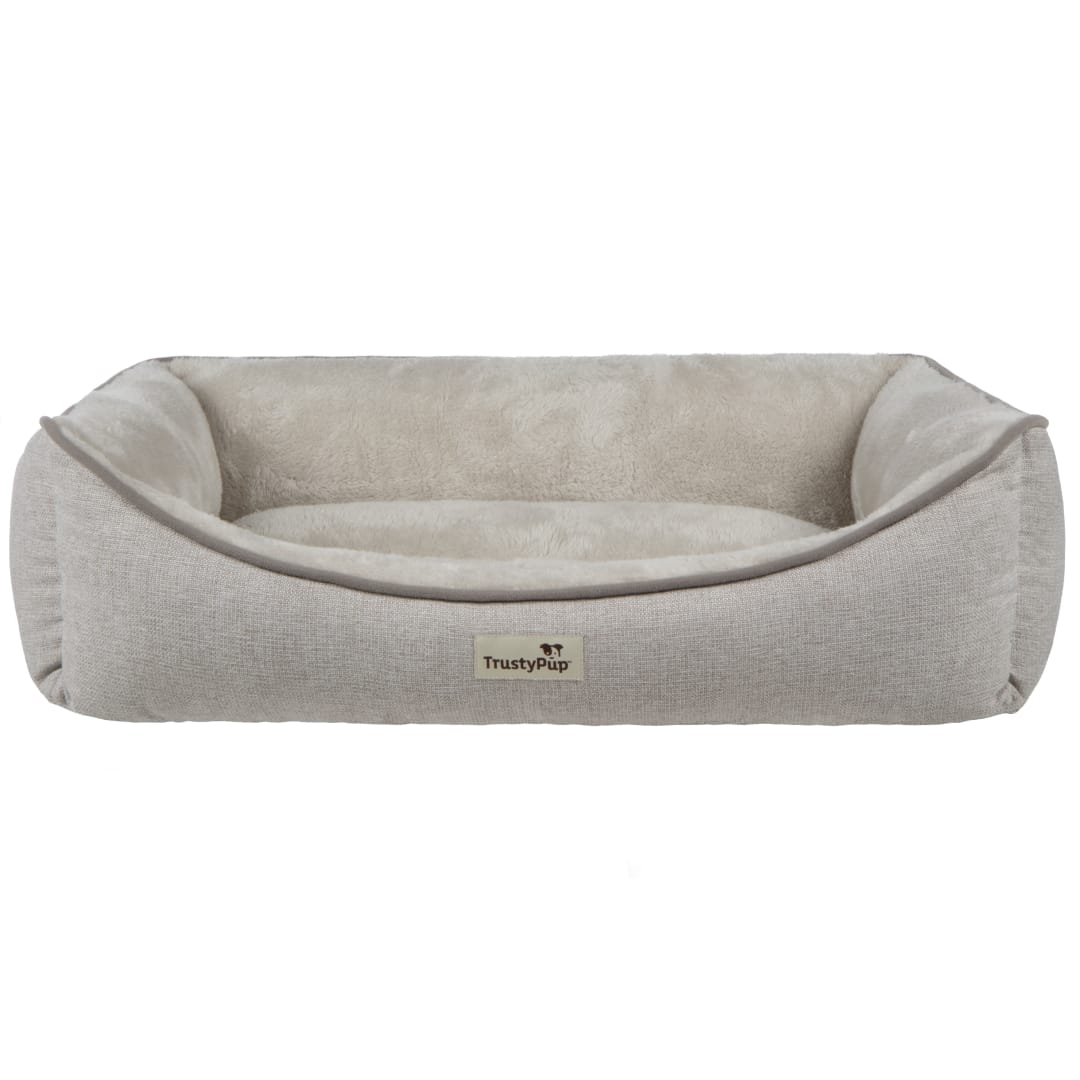 TrustyPup Lounge Around Pet Bed, Wide Stripe Corduroy Grey, Medium, 27x21x7
