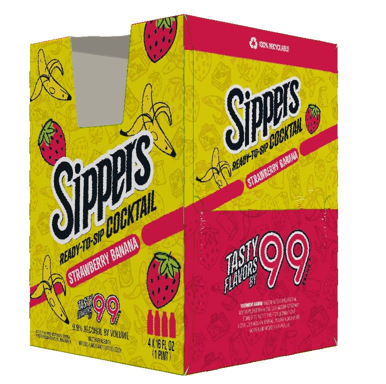 99 Strawberry Banana Sippers 4 Pack 16fl oz Can 19.8 Proof