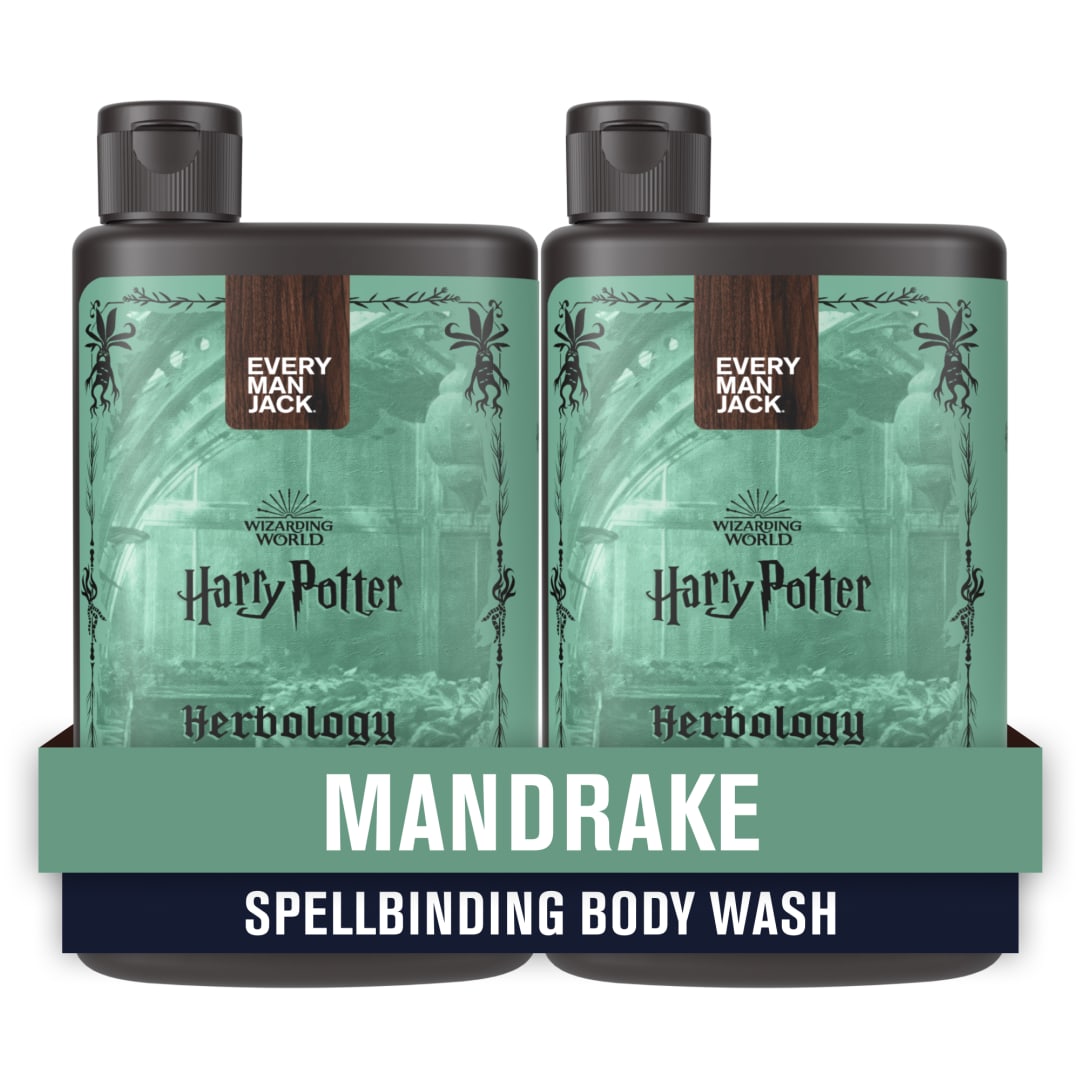 Every Man Jack Harry Potter Collectors Body Wash - Hogwarts Inspired Scents & Clean Ingredients - Herbology - Mandrake Scent -  13.5 oz (Pack of 2)