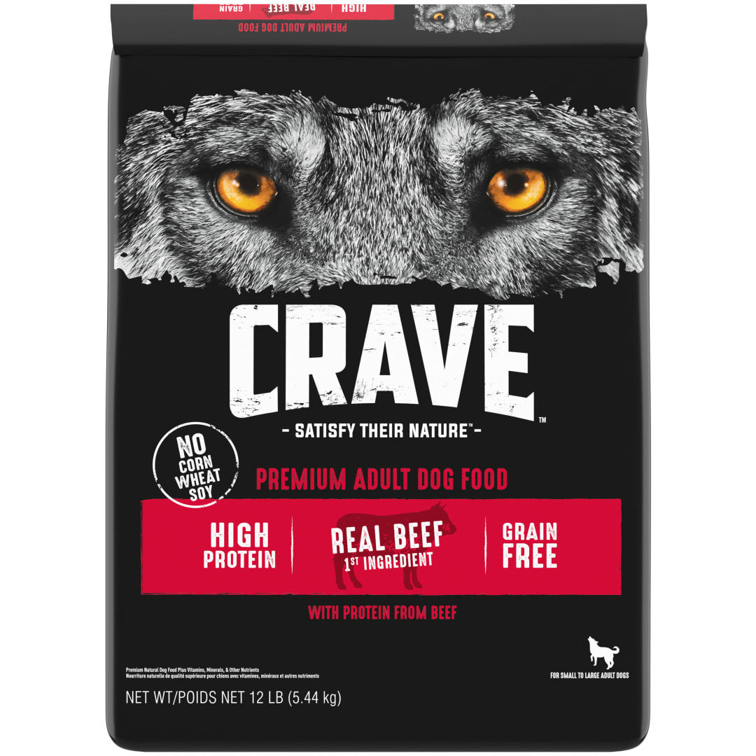 CRAVE Grain Free Adult Dry Dog Food with Protein from Beef, 12 lb. Bag