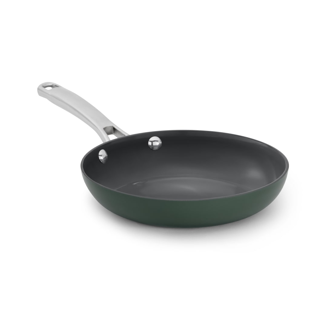 Calphalon Ceramic Nonstick 8 inch and 10 inch Frying Pan Set, Easy Cleanup Ceramic Pans for Searing, Sauteing, PFAS-Free Cookware, Dishwasher Safe, Oven Safe, Oregano