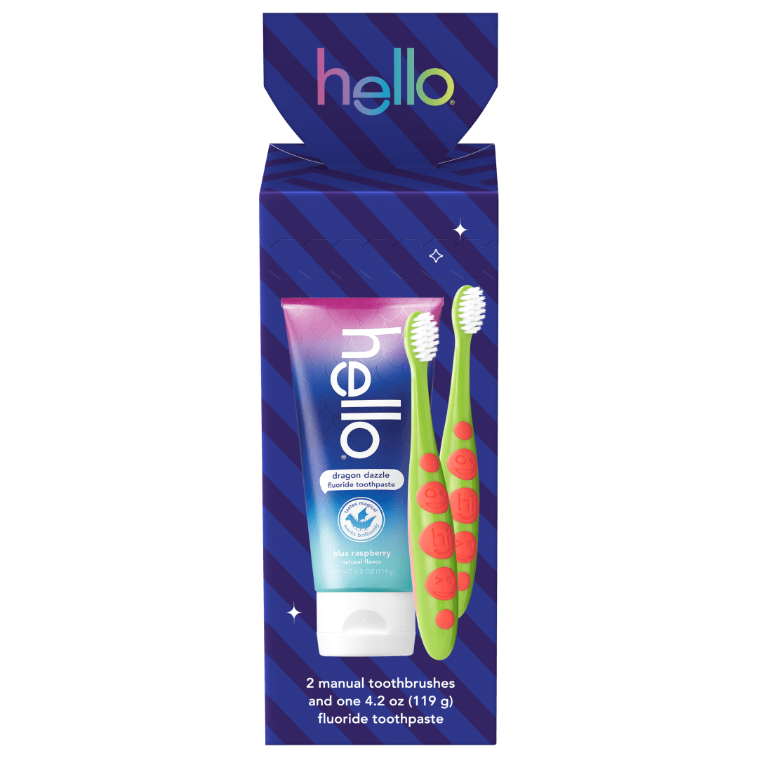 hello Kids Holiday Stocking Stuffer Kids Toothbrush and Kids Toothpaste Holiday Gift Set