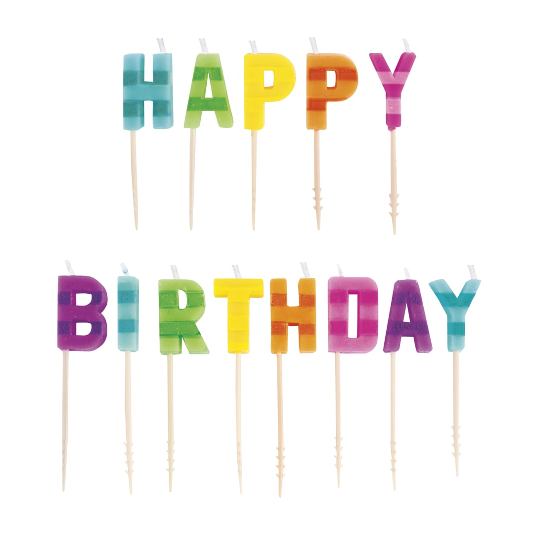 Striped Bright Letter Pick Birthday Candles, 13ct