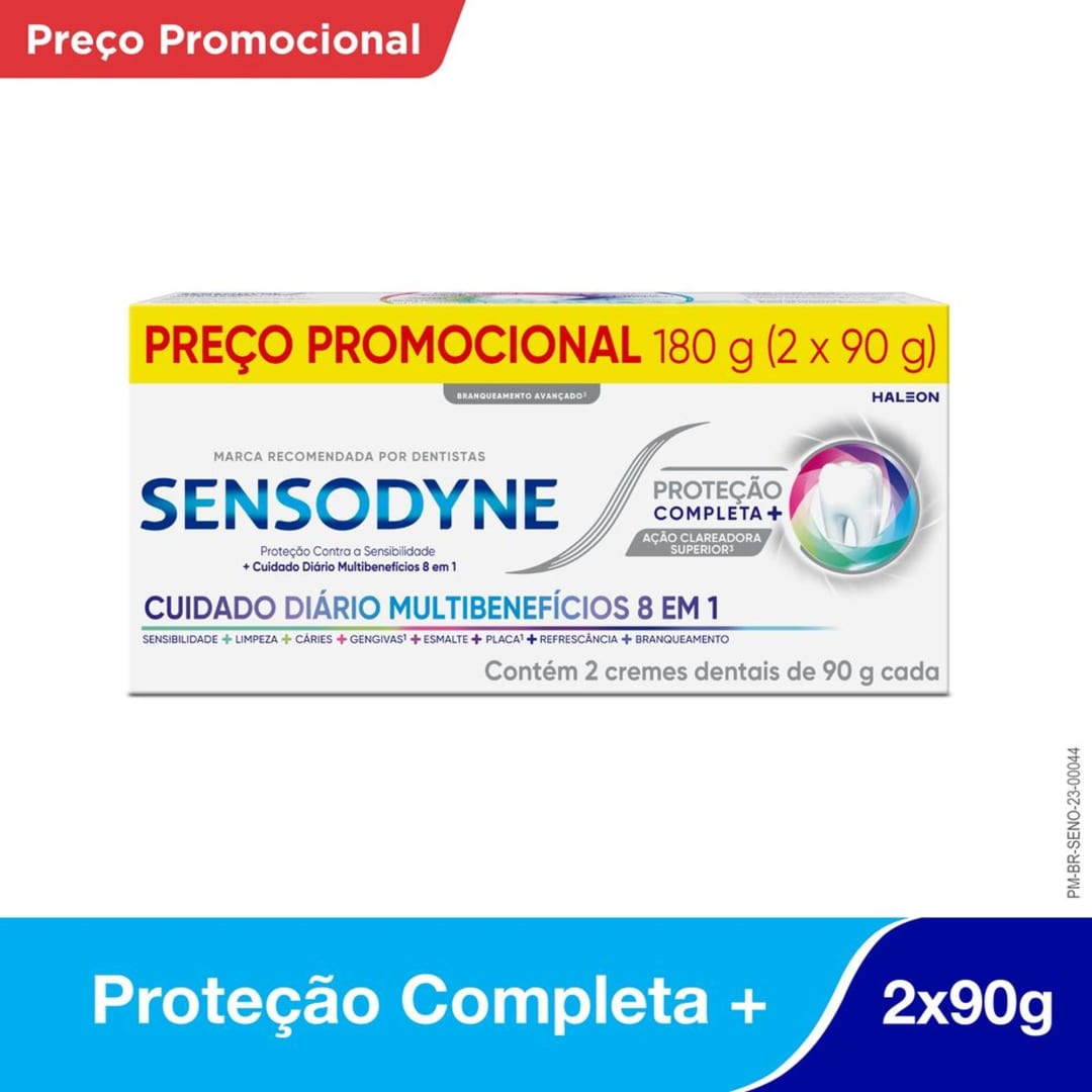 Sensodyne Proteção Completa + Creme Dental para Dentes sensíveis 90g - Kit 2 Uni