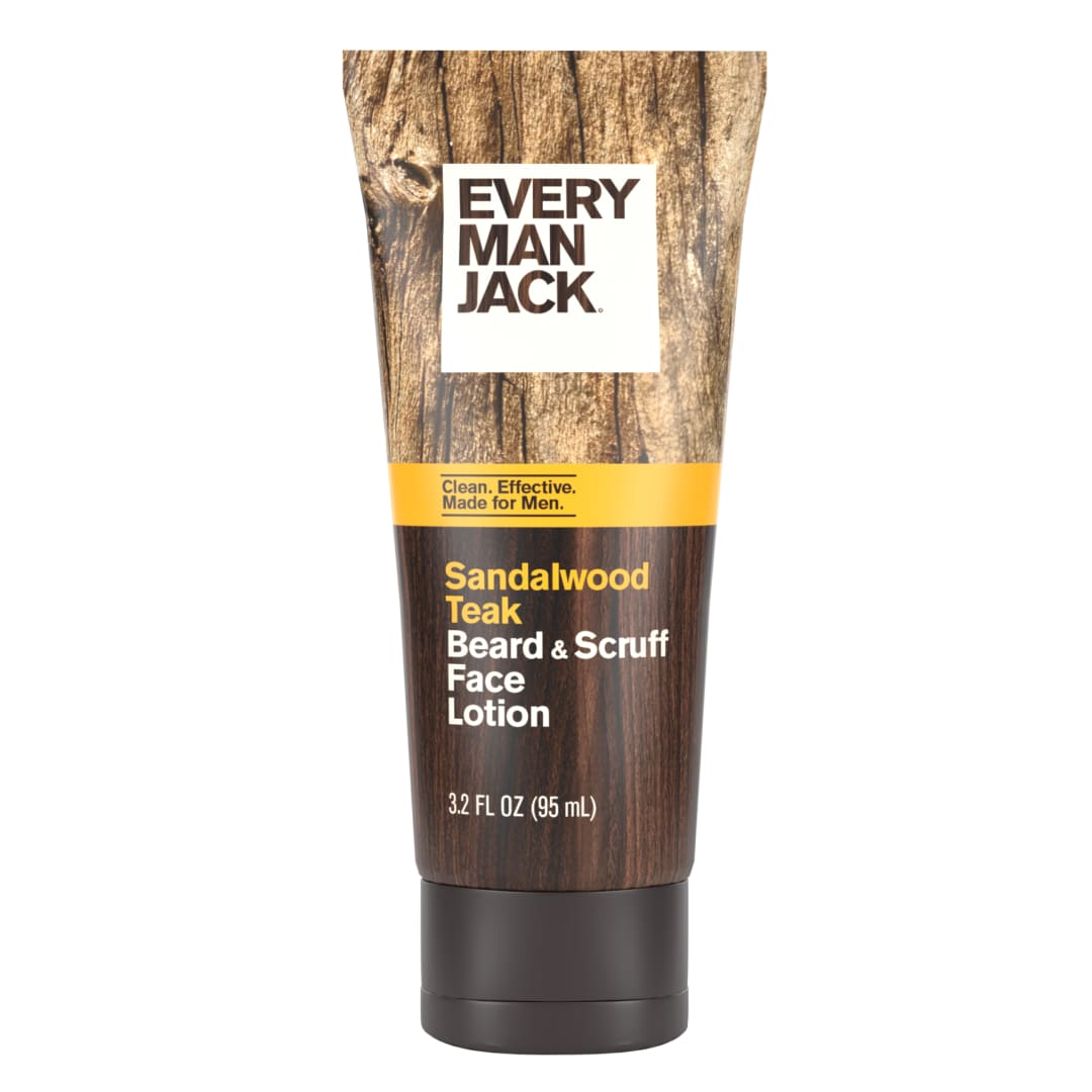 Every Man Jack Sandalwood Teak Beard Scruff Face Lotion for Men, Naturally Derived, 3.2 fl. oz