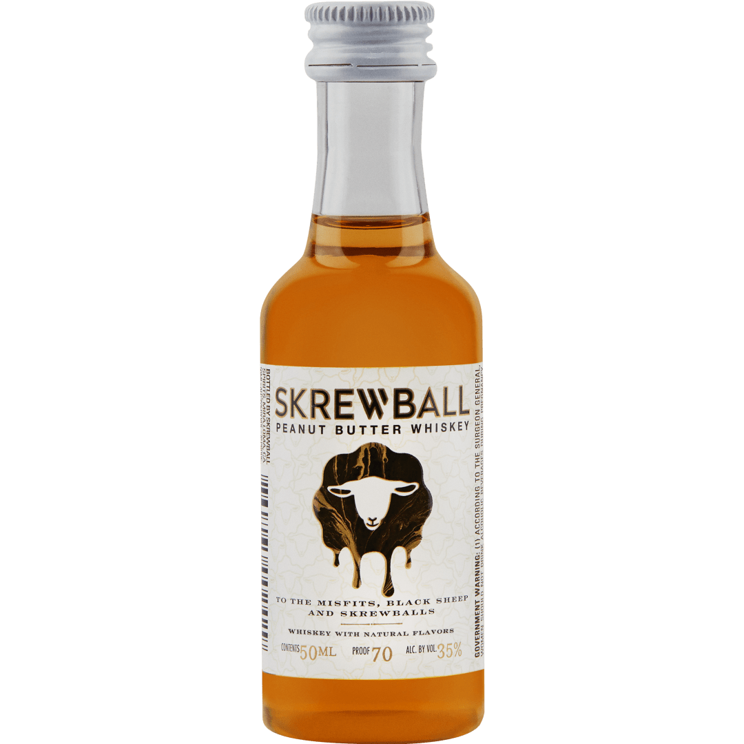 Skrewball Peanut Butter Flavored Whiskey With Natural Flavors, 4 Pack, 50 ml Bottles, 70 Proof