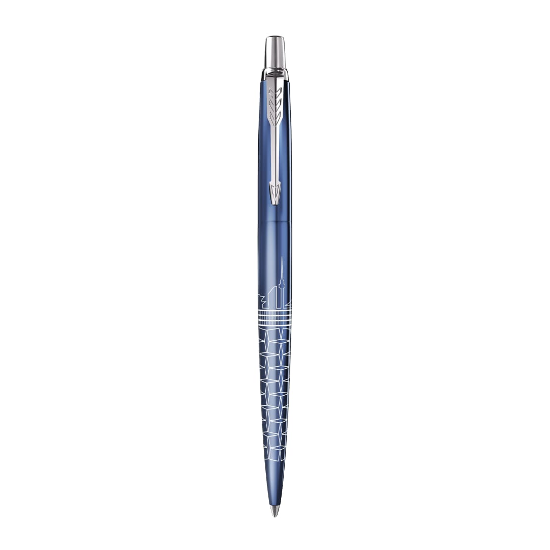 Parker Jotter Bolígrafo | Edición Especial | Azul Seúl con Detalles Cromados | Punta Media | Tinta Azul | Estuche de Regalo