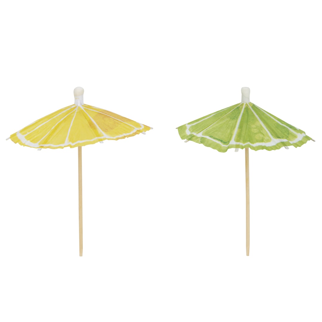 Citrus Fruit Lemon &amp; Lime Slice Paper Drink Umbrellas, 50ct