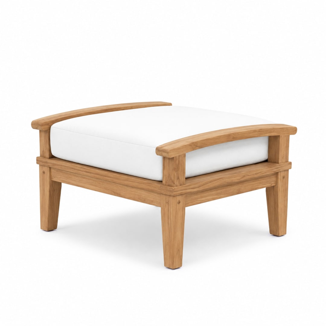 Teak Outdoor Patio Ottoman with Cushion